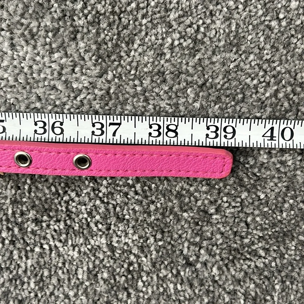 CALVIN KLEIN pink double-buckle skinny belt with silver hardware - size M medium - Picture 3 of 7